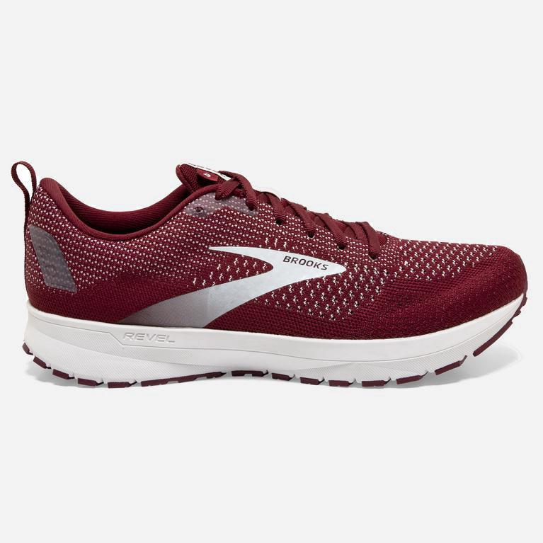 Brooks Men's Revel 4 Road Running Shoes Singapore - Maroon/White (63284-BFZR)